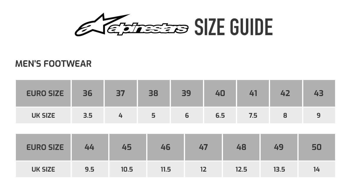 Alpinestars Shoe Size Chart