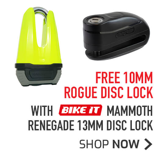 Buy a Bike It Mammoth Renegade 13mm Disc Lock and get a FREE 10mm Rogue Disc Lock