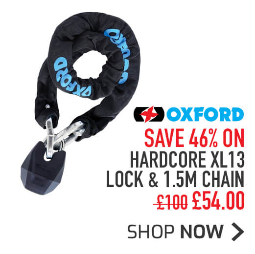 Oxford Hardcore XL13 Lock & 1.5m Chain - Save 46%