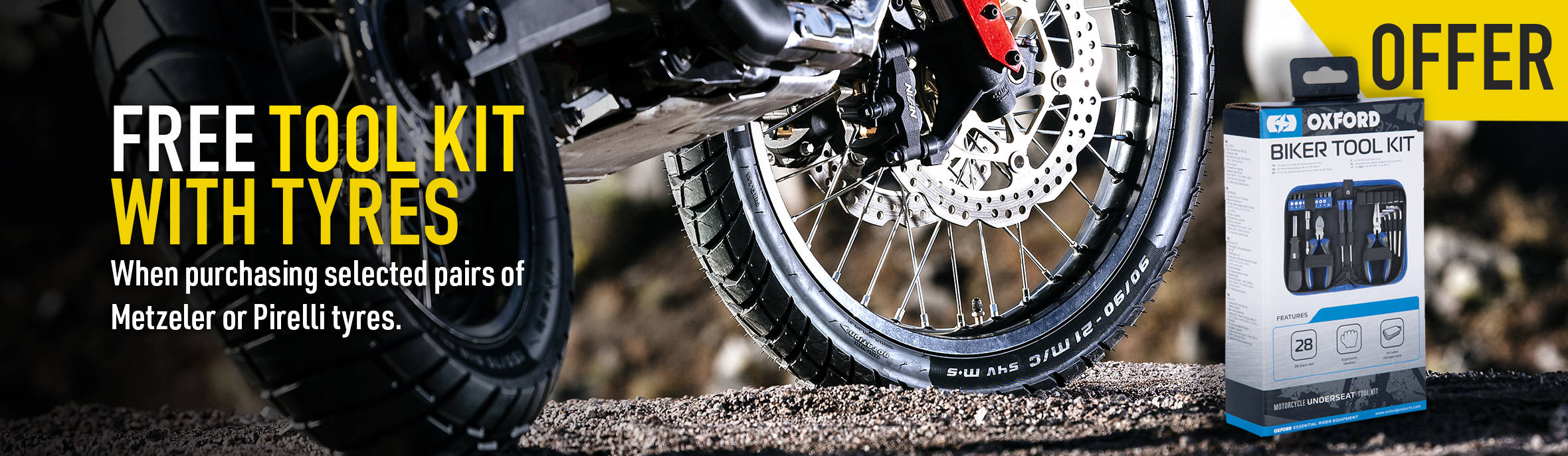 Free Oxford Tool Kit With Selected Pairs Of Tyres