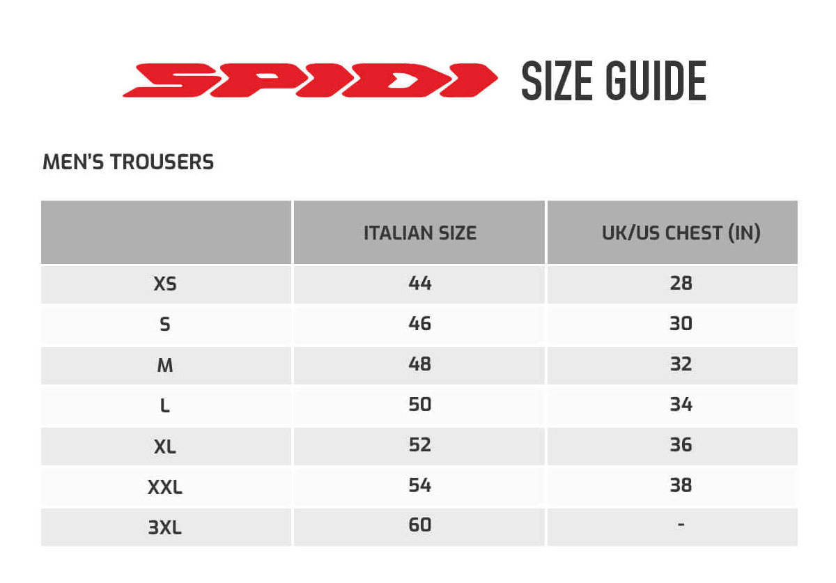 Spidi Size Chart