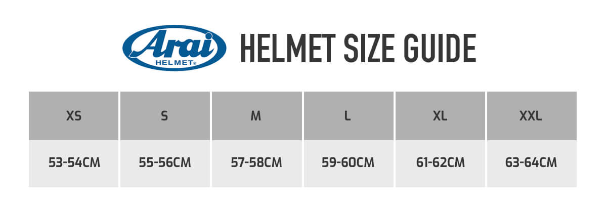 Arai Cheek Pad Size Chart