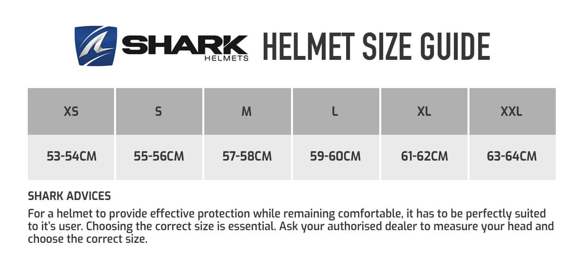 Shark Helmet Size Chart