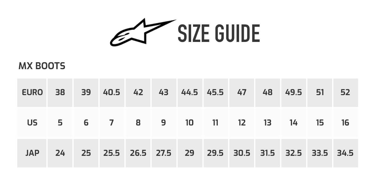 Dirt Bike Boot Size Chart