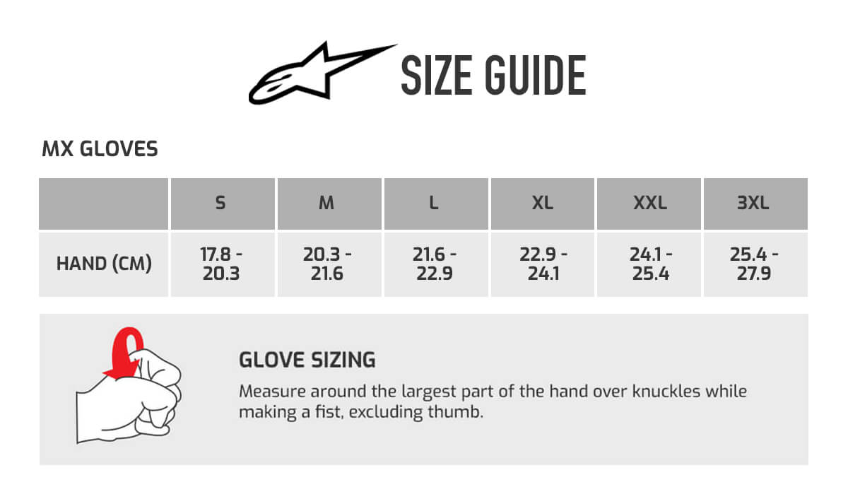 Motorcycle Glove Size Chart Uk