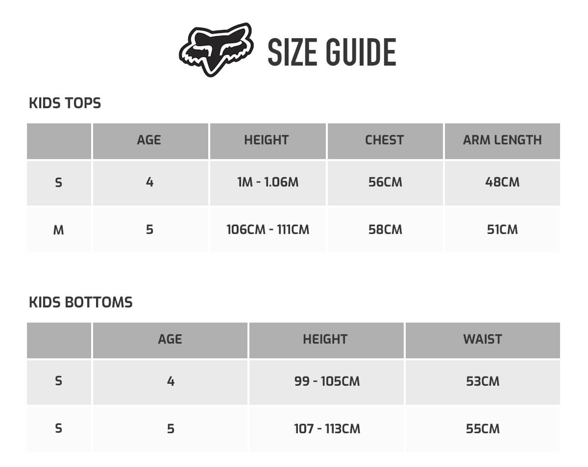 Fox Motocross Boots Size Chart