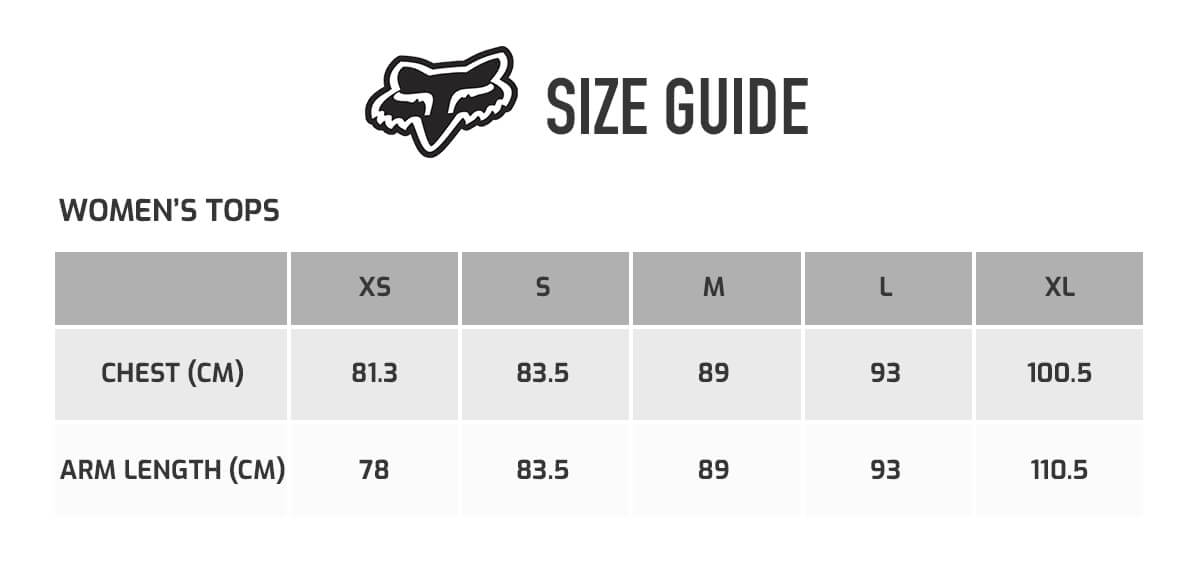 Fox Youth Jersey Size Chart