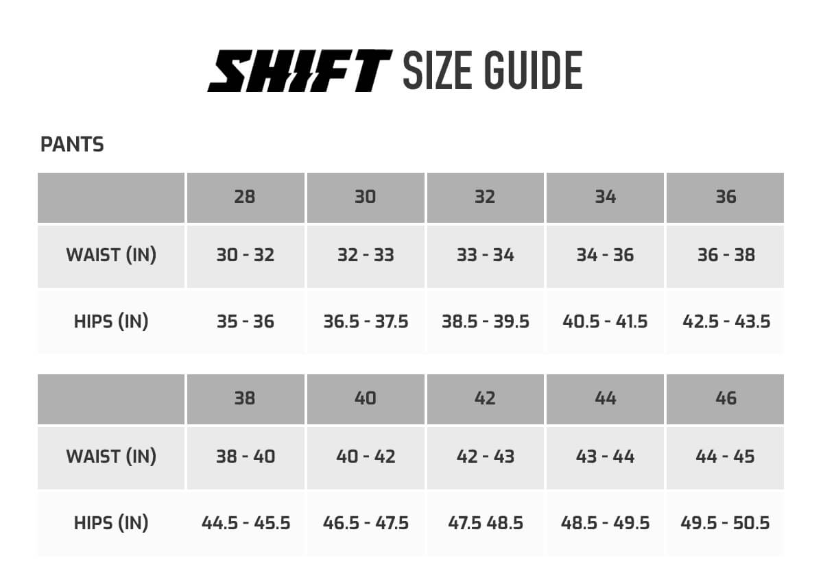 Motocross Gear Size Chart