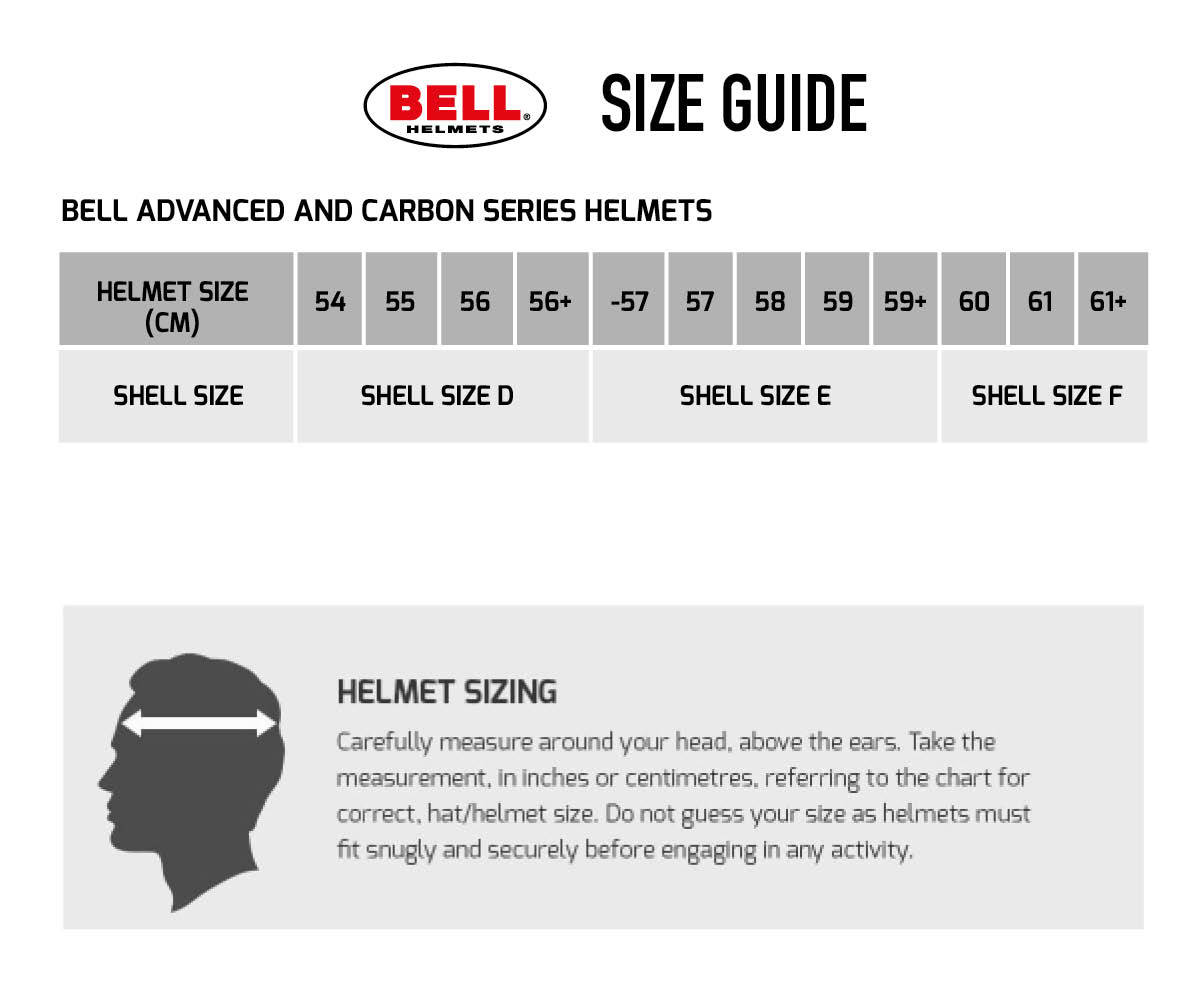 Bell HP7 Helmet Size Chart