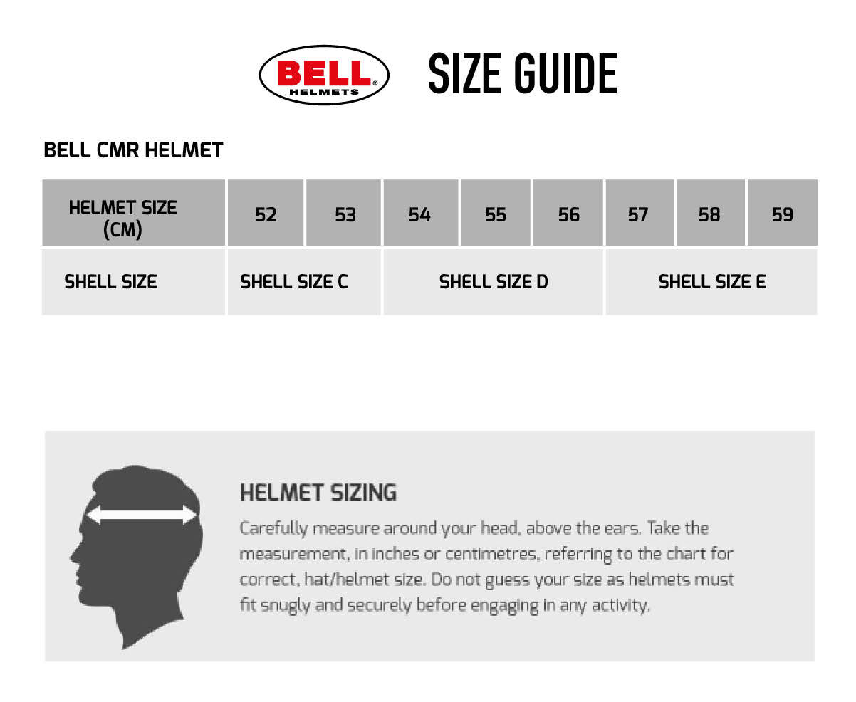 Bell KC7-CMR Kart Helmet - Champion Blue Size Chart