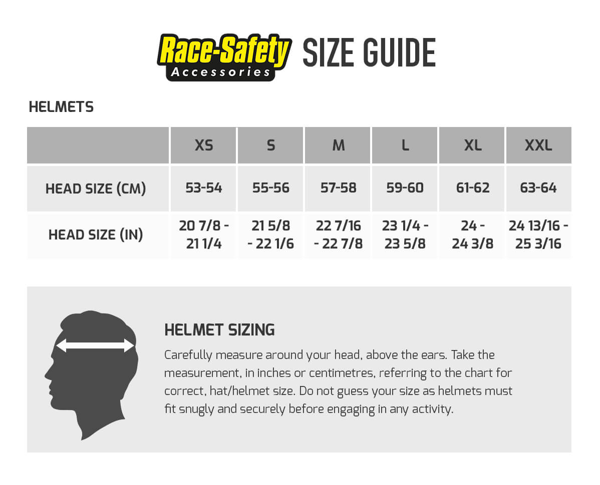 Full Face Helmet Size Chart