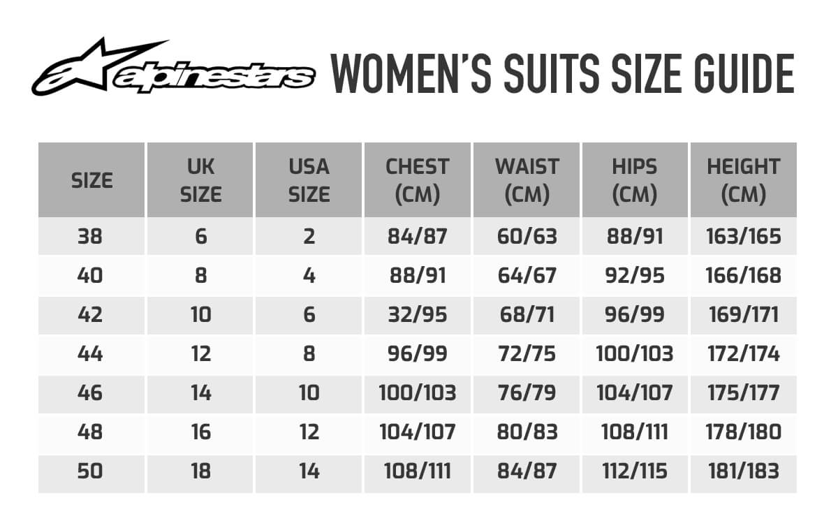 Race Suit Size Chart