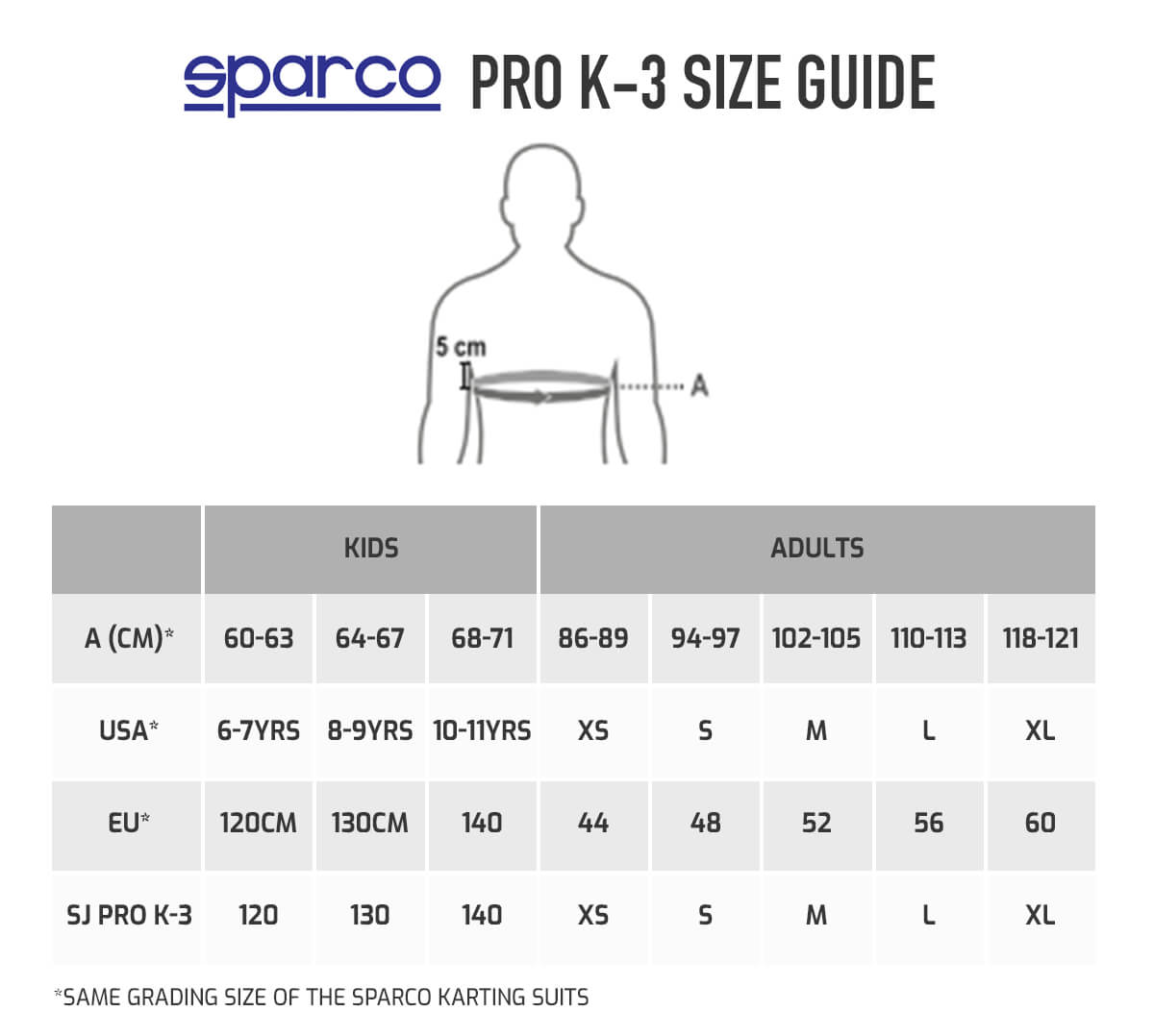 Sparco Size Chart Uk