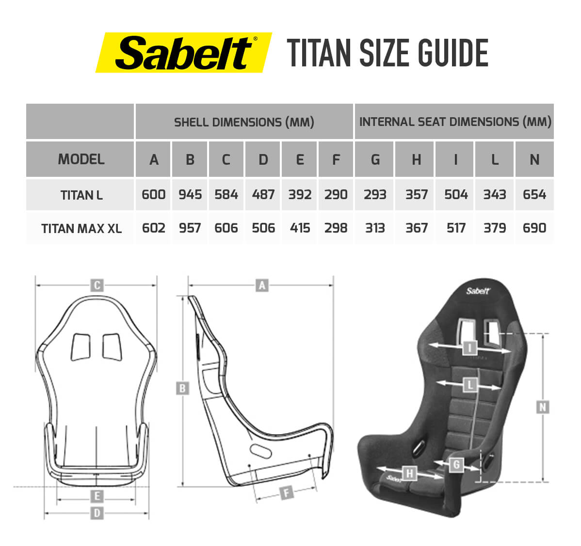 Titan Size Chart