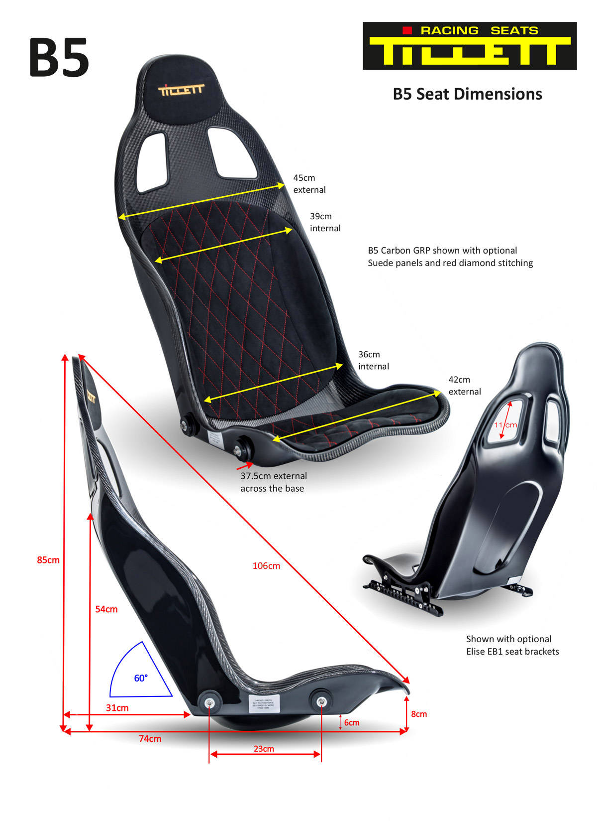 Tillett B5 Seat Size Chart