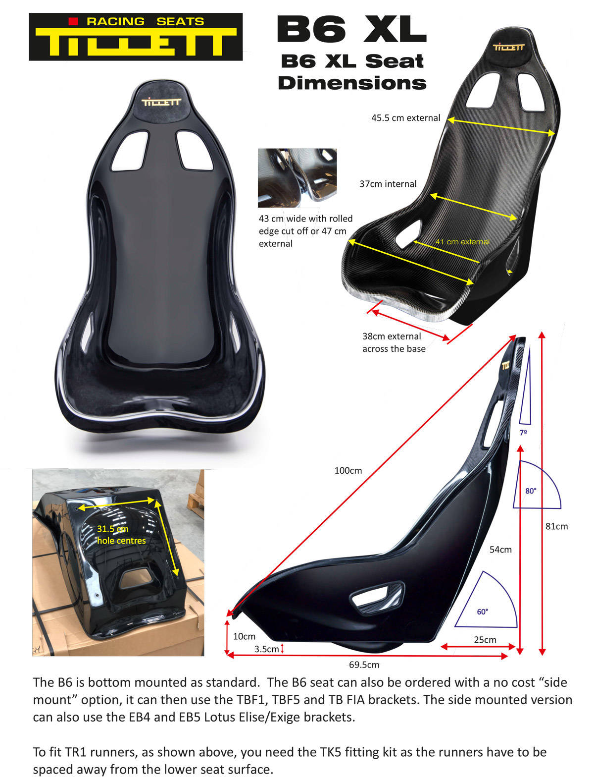 Tillett B6 Seat Size Chart