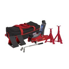 Sealey 2 Tonne Low Entry Short Chassis Trolley Jack And Accessories Bag Combo Kit