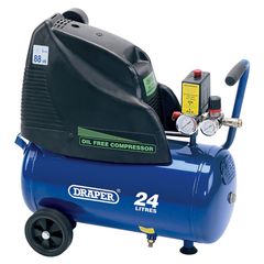 Draper 24L 230V 1.1Kw (1.5HP)  Oil-Free Air Compressor - DA25/169