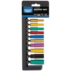Draper 1/4'' Sq. Dr. Metric Coloured Deep Socket Set
