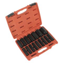 Sealey Impact Socket Set 16pc 1/2"Sq Drive Deep Metric - AK5816M