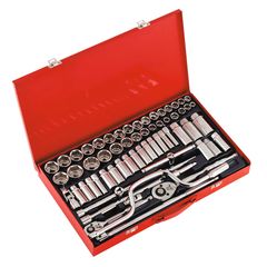 Sealey Socket Set 64pc 3/8" & 1/2" sq Drive 6pt WallDrive - DuoMetric - AK694