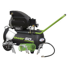Sealey Compressor 50ltr Direct Drive 2hp with 4pc Air Accessory Kit - SAC5020EPK