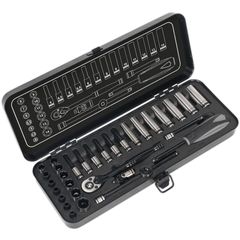 Sealey Socket Set 32pc 1/4" sq Drive 6pt WallDrive Metric Black Series - AK7970
