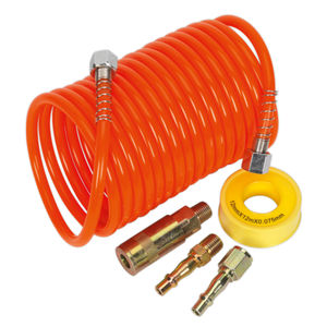 Sealey Air Hose Kit 5mtr x 5mm PU Coiled with Connectors - AHK03