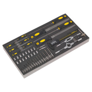 Siegen Tool Tray with Tap & Die, File & Caliper Set 48pc