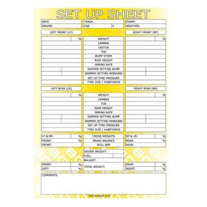 B-G Racing Chassis Set Up Sheets