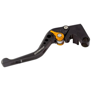 BikeTek Adjustable CNC Short Clutch Lever - Black / Gold Adjuster