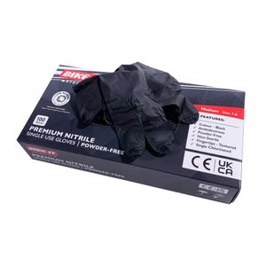 Bike-It Disposable Black Nitrile Workshop Powder Free Gloves