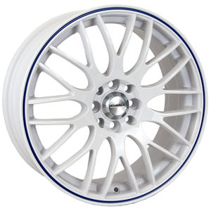 Calibre Motion Alloy Wheels in White Blue Pinstripe Set Of 4