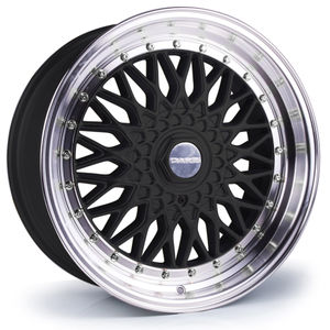 Dare DR RS Alloy Wheels In Gloss Black And Polished Lip With Chrome Rivets Set Of 4