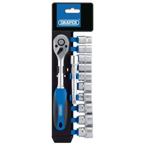Draper 3/8'' Sq. Dr. Metric Socket and Ratchet Set