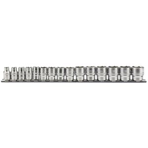 Draper 3/8'' Sq. Dr. Metric Socket Set on Metal Rail