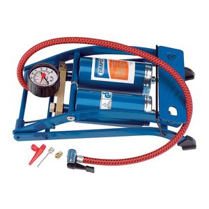 Draper Double Cylinder Foot Pump with Pressure Gauge - 4435