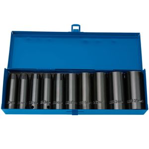 Draper Expert 10 Piece 1/2&quot; Sq. Dr Hi-Torq Metric Deep Impact Socket Set