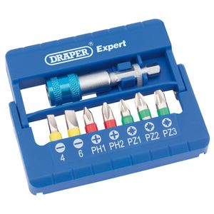 Draper Coloured Screwdriver Bit Set With Magnetic Holder (8 piece) - CMBH8