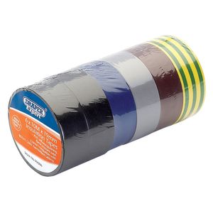 Draper Expert 6 X 10M X 19MM Mixed Colours Insulation Tape to Bsen60454/Type2 - 619/6