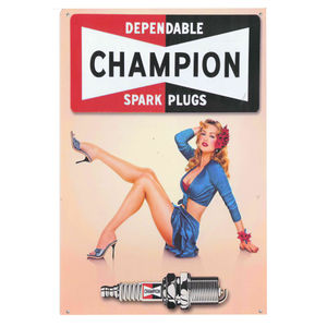 Demon Tweeks Vintage Metal Sign - Champion Spark Plugs