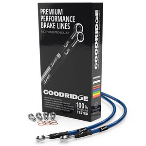 Goodridge Motorcycle Front Brake Line Kit - Electric Blue Line / Black Fitting