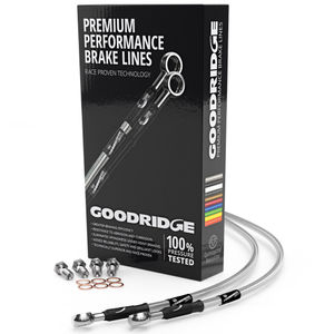 Goodridge Motorcycle Rear Brake Line Kit - Clear Line GDR Logo / Stainless Fitting
