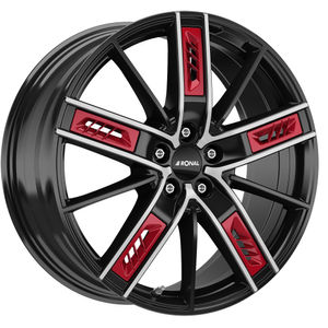 Ronal R67 Alloy Wheels In Jetblack Diamond Cut Red Set Of 4