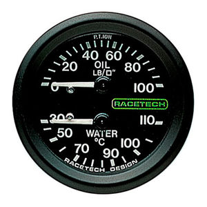 Racetech Oil Pressure - Water Temperature Dual Gauge