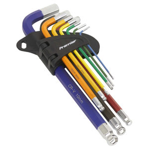 Sealey Ball-End Hex Key Set 9pc Colour-Coded Long Metric