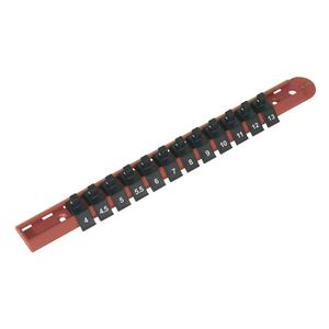 Sealey Socket Retaining Rail with 12 Clips 1/4&quot;Sq Drive - AK1412