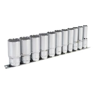 Sealey Socket Set 11pc 3/8&quot;Sq Drive 12pt Deep WallDrive Imperial - AK2673