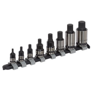 Sealey Spline Socket Bit Set 8pc 1/4&quot; 3/8&quot; & 1/2&quot;Sq Drive Black Series - AK6214B