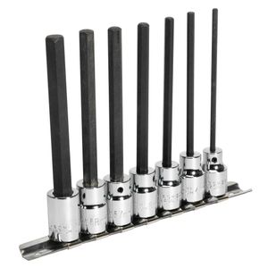 Sealey Hex Socket Bit Set 7pc 3/8&quot;Sq Drive 110mm Metric - AK62254